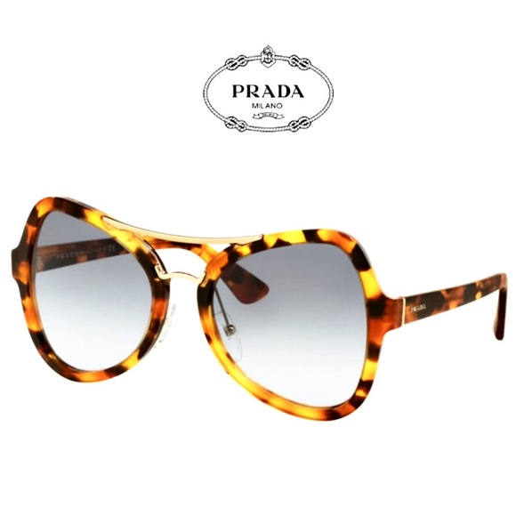 Prada Havana Tortoise Gradient Blue Lens Sunglasses - Picture 5 of 9